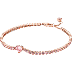 Pandora Sparkling Heart Tennis Bracelet - Rose Gold/Pink