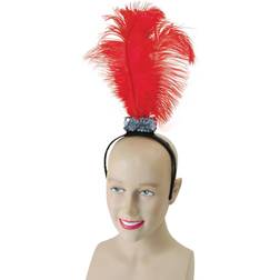 Bristol Novelty Flapper Headband with 3 Feathers Red