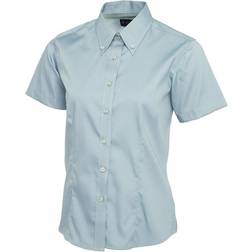 Uneek Ladies Pinpoint Oxford Half Sleeve Shirt - Light Blue