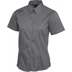 Uneek Ladies Pinpoint Oxford Half Sleeve Shirt - Charcoal