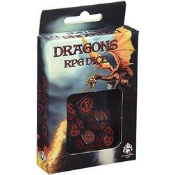 Q Workshop Dragons RPG Black & Red Dice Set