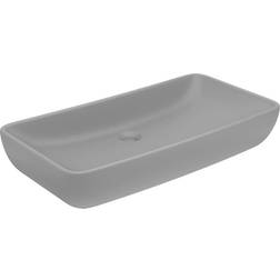 vidaXL Wastafel Rechthoekig 71 x 38 cm Keramiek Mat Lichtgrijs