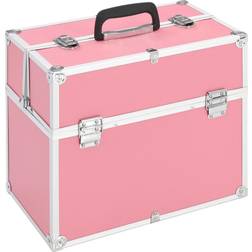 vidaXL Sminklåda 37x24x35 cm rosa aluminium