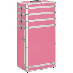 vidaXL Maletín Trolley De Maquillaje De Aluminio Rosa