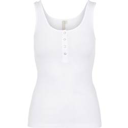 Pieces Kitte Ribbed Cotton Top - Bright White