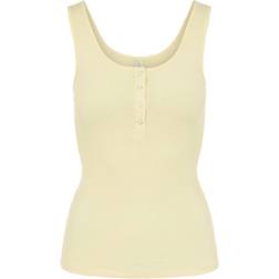 Pieces Kitte Ribbed Cotton Top - Pale Banana