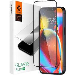 Spigen GLAS.tR Slim Protection d'écran pour téléphone portable couverture complète, HD verre 6.1" couleur de cadre noir pour Apple iPhone 13, 13