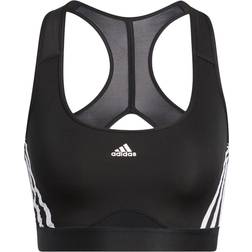 adidas Powerreact Training Medium-Support 3-Stripes Bra - Black/White