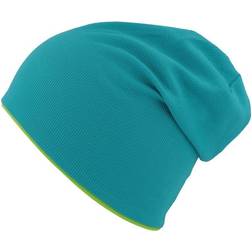 Atlantis Extreme Reversible Jersey Slouch Beanie - Turquoise/Safety Green