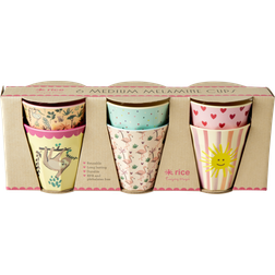 Rice Medium Melamine Cups Funky Print Multi 6pcs