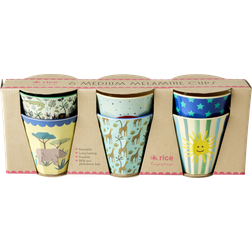 Rice Medium Melamine Cups Funky Prints 6pcs