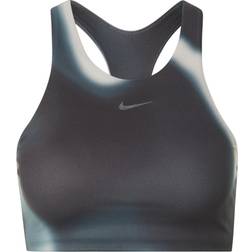 NIKE Yoga Dri-FIT Swoosh Medium-Support Printed Sports Bra - Dark Smoke Grey/Iron Grey