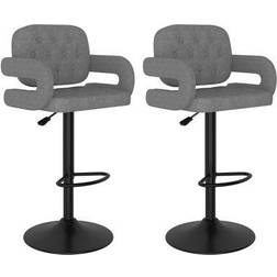 vidaXL Tabourets Lot De 2 Gris Clair Tissu Tabouret de bar 115cm 2pcs