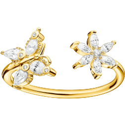 Thomas Sabo Charm Club Butterfly with Flower Ring - Gold/Transparent