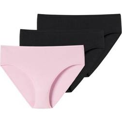 Schiesser 95/5 Organic Cotton Panty 3-pack - Black/Pale Pink