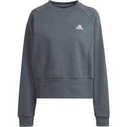 Adidas Women Sportswear Essentials Studio Fleece Sweatshirt - Blue Oxide/White