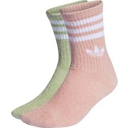 adidas Originals Cozy Mid-Cut Crew Socks 2-pack - Magic Lime/Wonder Mauve/White
