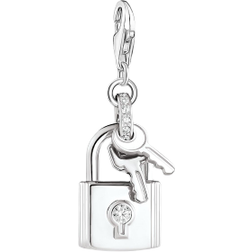Thomas Sabo Charm Club Padlock with Key Charm Pendant - Silver/Transparent