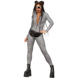 Smiffys CFever Miss Whiplash Disco Holographic Costumeatsuit Disco Holografisk Maskeraddräkt Medium