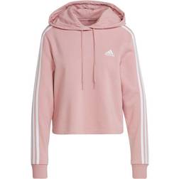 Adidas Essentials 3-Stripes Cropped Hoodie - Wonder Mauve/White