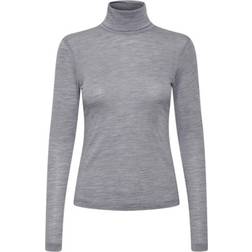 Gestuz Sivida Wool Rollneck Noos Sweater - Grey Melange