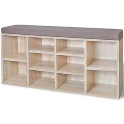 vidaXL Skobænk 10 rum egetræsfarve Skostativ 103x48cm