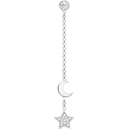 Thomas Sabo Charm Club Single Star and Moon Earring - Silver/Transparent