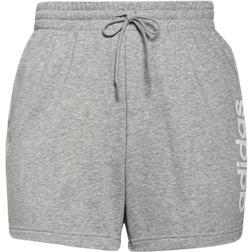 adidas Women's Essentials Slim Logo Shorts Plus Size - Medium Grey Heather/White