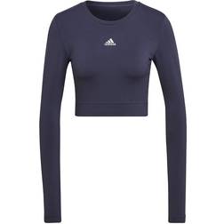 adidas Aeroknit Seamless Fitted Crop T-shirt Women - Shadow Navy/White