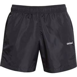 Off-White Diagonals Outline Nylon Swim Trunks - Black