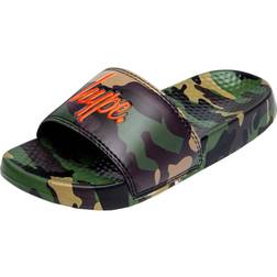 Hype Kids Classic Camo Sliders - Khaki/Black/Orange