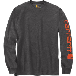 Carhartt Loose Fit Heavyweight Long Sleeve Logo Sleeve Graphic T-shirt - Carbon Heather