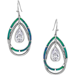 Montana Silversmiths Ribbons Teardrop Earrings - Silver/Green/Transparent