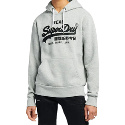 Superdry Vintage Logo Embroidery Hoodie - Grey Marl