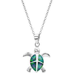 Montana Silversmiths Turtle Love Pendant Necklace - Silver/Green/Transparent