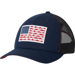 Columbia PFG Fish Flag Mesh Snapback High Crown - Collegiate Navy/Sunset Red