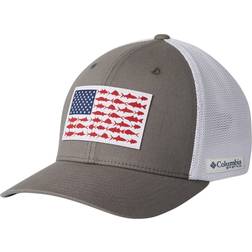 Columbia PFG Fish Flag Mesh Ball Cap High Crown - Titanium/White