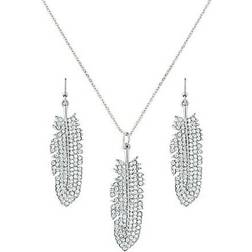 Montana Shimmering Feather Jewelry Set - Silver/Transparent