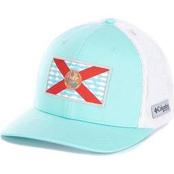 Columbia PFG Fish Flag Mesh Ball Cap High Crown - Gulf Stream/White