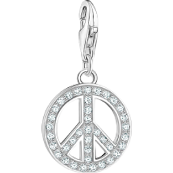 Thomas Sabo Charm Club Collectable Peace Charm Pendant - Silver/Transparent