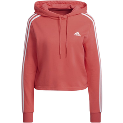 Adidas Women's Essentials 3-Stripes Cropped Hoodie - Semi Turbo/White