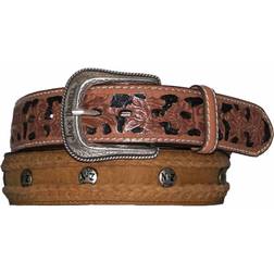 Jack Daniels Roughout Leather Belt with Laced Edge & Conchos - Tan