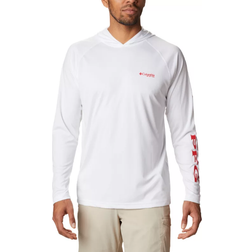 Columbia PFG Terminal Tackle Hoodie - White/Red Spark Logo