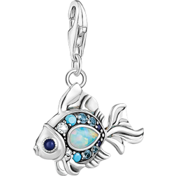 Thomas Sabo Charm Club Collectable Fish Charm Pendant - Silver/Black/Multicolour