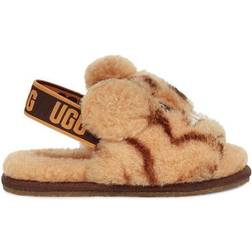 UGG Toddler Fluff Yeah Slide Tiger Stuffie - Daisy/Dark Earth