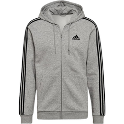 Adidas Essentials Fleece 3-Stripes Full-Zip Hoodie Men - Medium Grey Heather