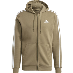 Adidas Essentials Fleece 3-Stripes Full-Zip Hoodie Men - Orbit Green/White