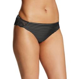 Maidenform Comfort Devotion Lace Back Tanga - Steel Pin Stripe W/Black