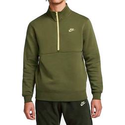 Nike Sportswear Club Brushed-Back 1/2-Zip Sweatshirt - Rough Green/Saturn Gold/Saturn Gold