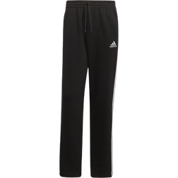 adidas Essentials Fleece Open Hem 3-Stripes Pants - Black